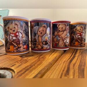 Vintage Crown Trent England teddy bear mugs